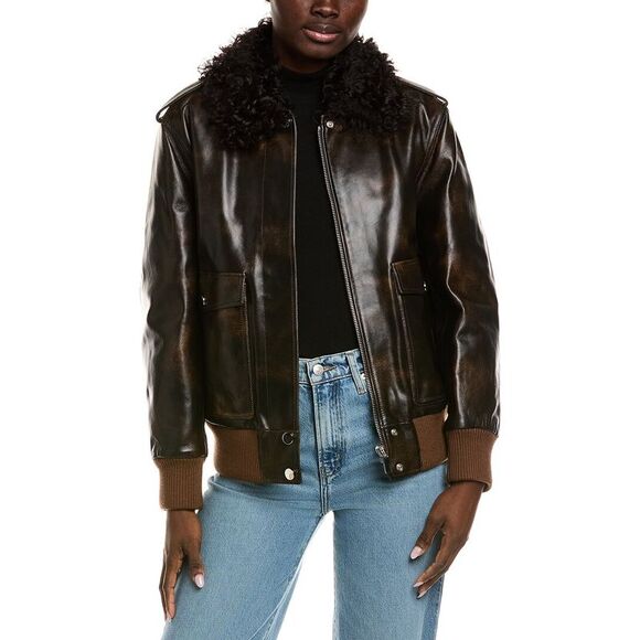 Michael Kors Collection Womens  Leather Bomber Jacket - Picture 1 of 3